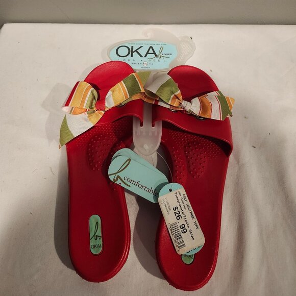 Oka-B Madison Pomegranate/Fiesta Stripe sandals.  Size ML 8 - 9 - Picture 1 of 1